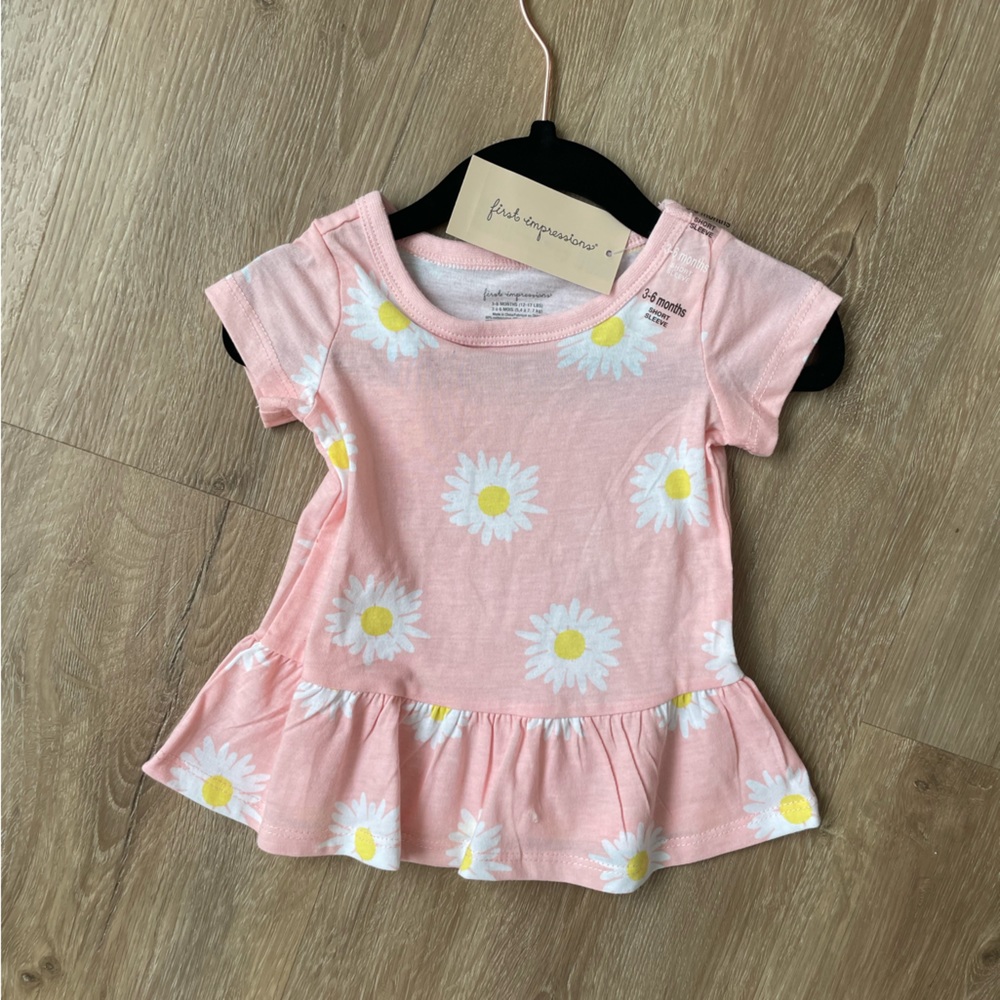 NWT Pink floral 3-6mo shirt. First impressions